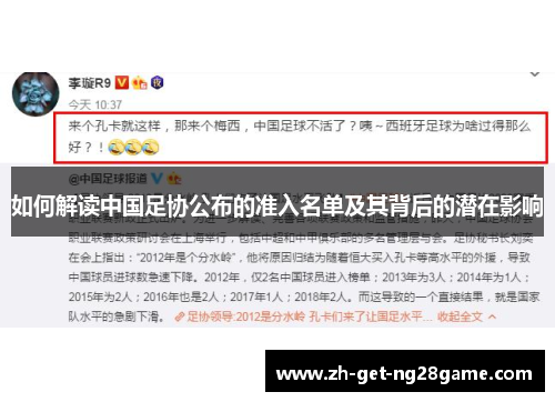 如何解读中国足协公布的准入名单及其背后的潜在影响 如何解读中国足协公布的准入名单及其背后的潜在影响