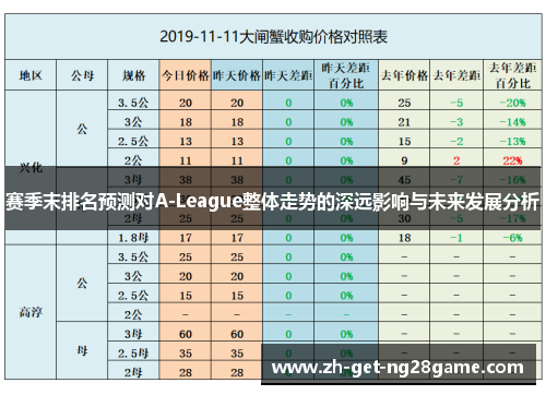赛季末排名预测对A-League整体走势的深远影响与未来发展分析